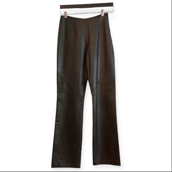 Neto 100% Lambskin Leather High Waisted Pants Colour Brown Size 6 - Picture 6 of 10